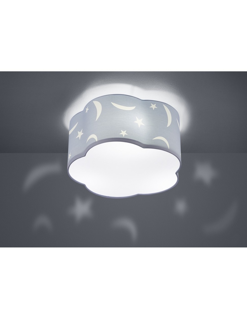 Plafoniera Stanza Bambino Moony Azzurro Decori Lune e Stelle Ø40 cm