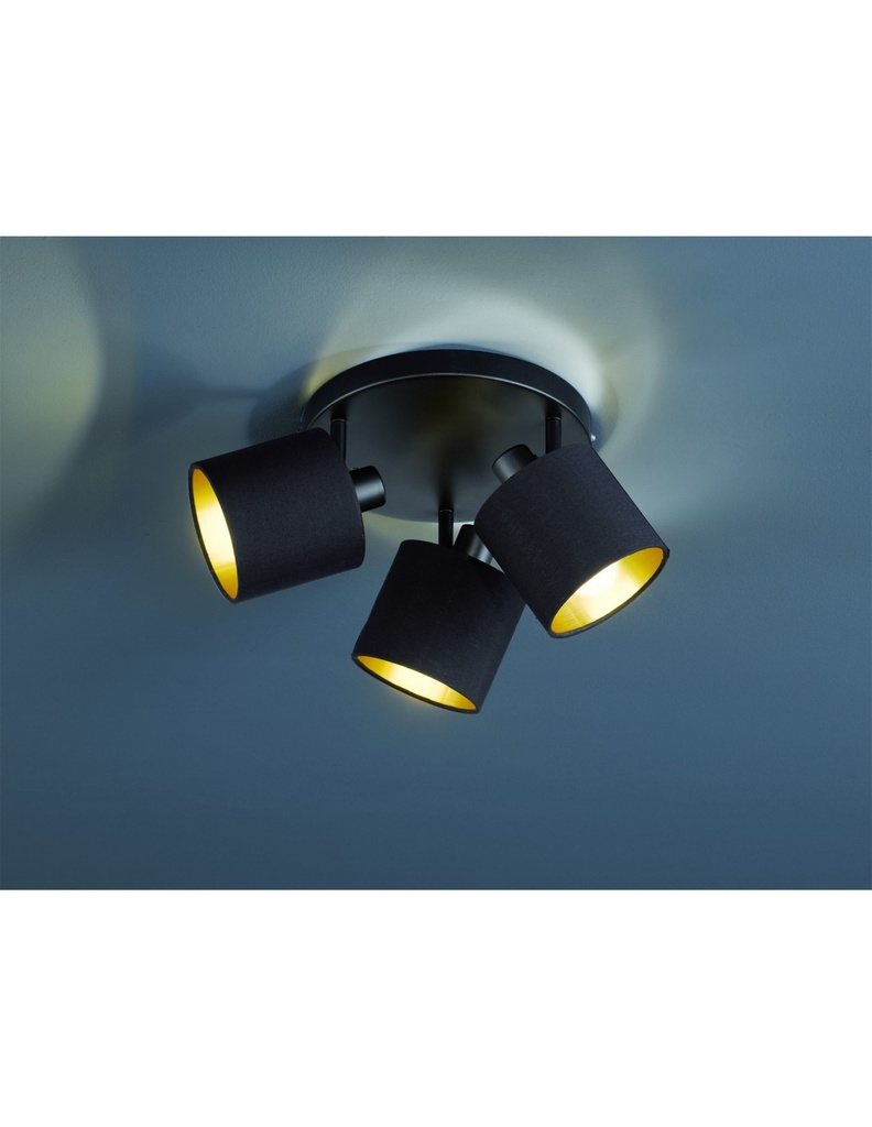Plafoniera Tommy 3xE14 Spot Nero-Oro Ø25 cm Trio Lighting