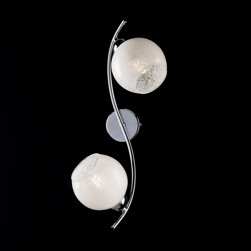 Plafoniera in ferro cromato lucido con vetri bianchi 2 luci 45x25xh.21 cm