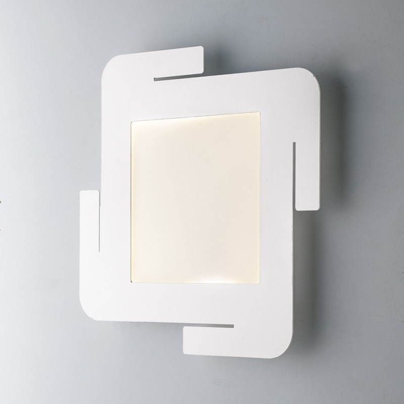 Plafoniera in metallo Bianco LED integrato 45x45x h5 cm