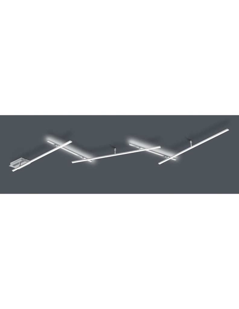 Plafoniera-Applique Indira 5 Bacchette Orientabili con Retroilluminazione Nichel L245 cm