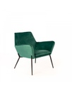 Poltrona in velluto verde petrolio con struttura in metallo nero, 54x71.5x70cm