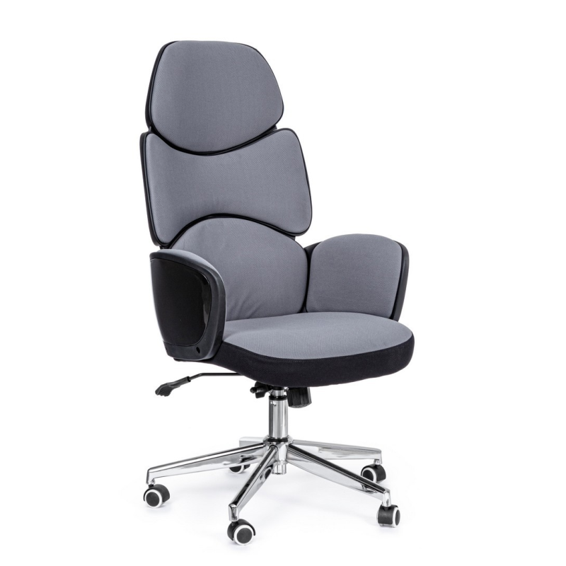 Poltrona imbottita da ufficio grigio-nero - Dimensioni: 64x69x118,5/128 cm