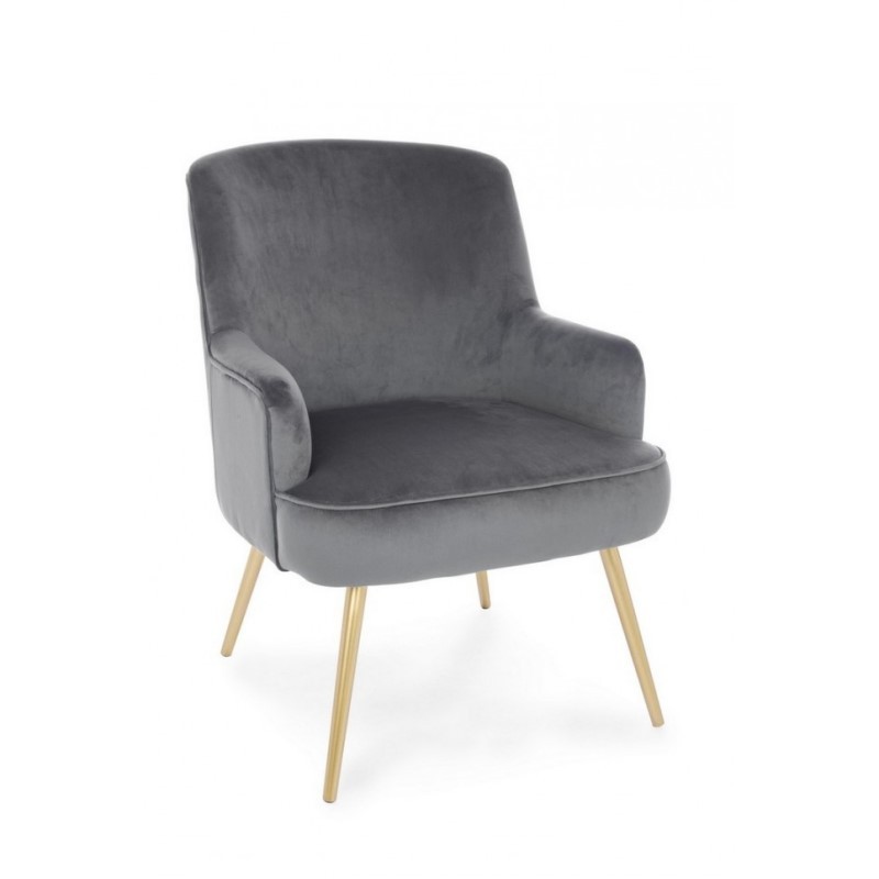 Poltrona Clelia grigio effetto velluto oro - Dimensioni: 60x66x78.5 cm