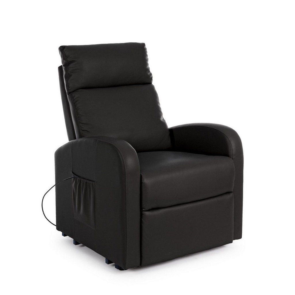 Poltrona Lift Alza-Persona in Ecopelle Nera - Dimensioni: 73x93/163,5x106 cm
