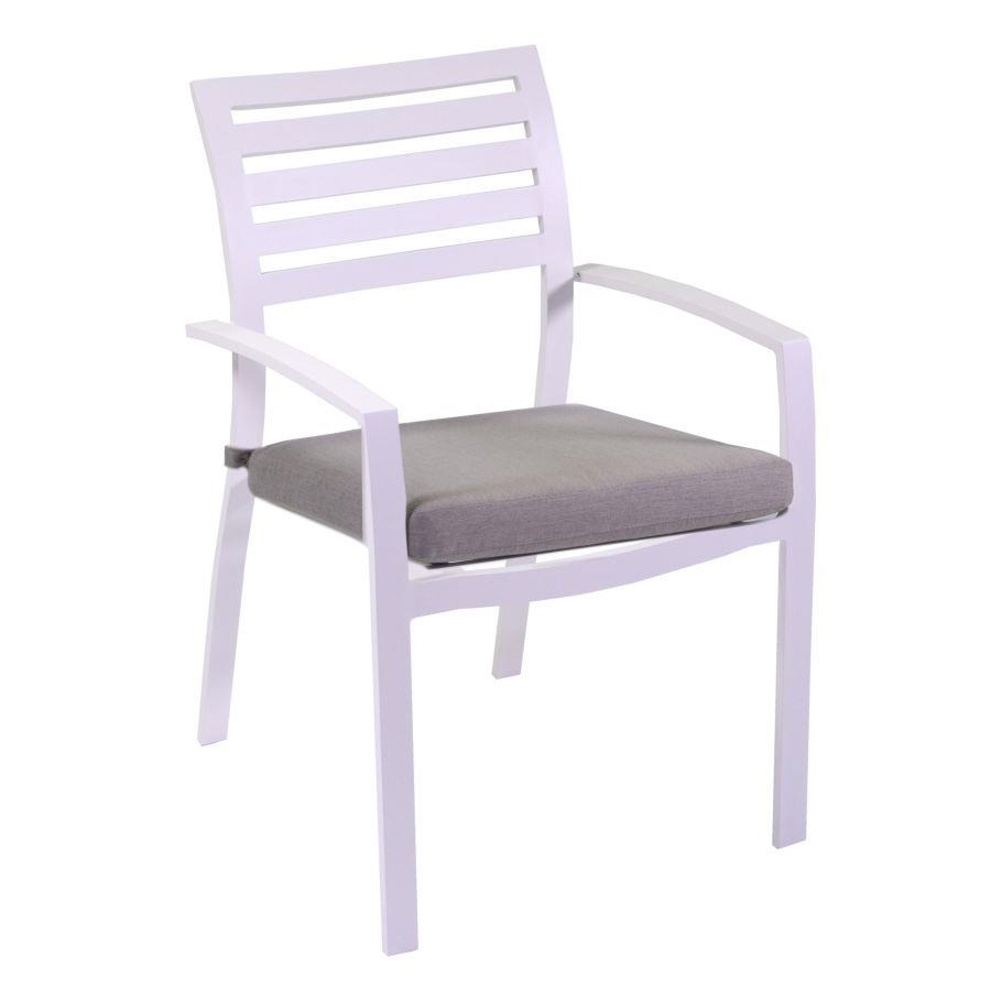 Poltrona alluminio bianco con cuscino grigio - Misure: 58x57x88 cm