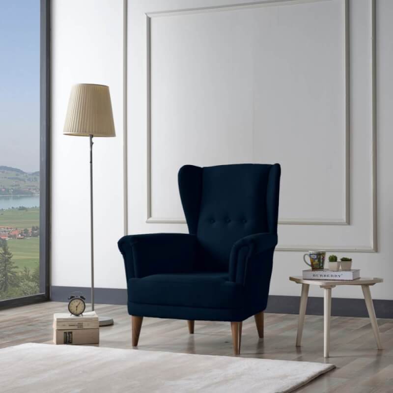Poltrona bergere Olive tessuto blue