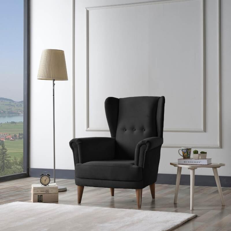 Poltrona bergere Olive tessuto grigio scuro