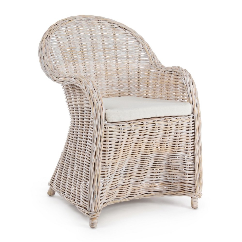 Poltrona con cuscino new bianco in fibre naturali