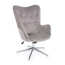Poltrona contemporanea in velluto grigio, misure: 69x70x105/117 cm