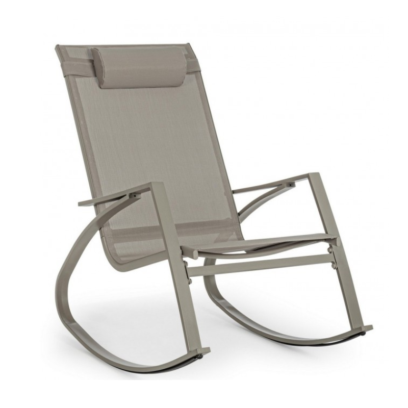 Poltrona da giardino a dondolo Tortora, Struttura in Acciaio, Seduta in Textilene, Dimensioni: 60.5 x 107 x 95 cm
