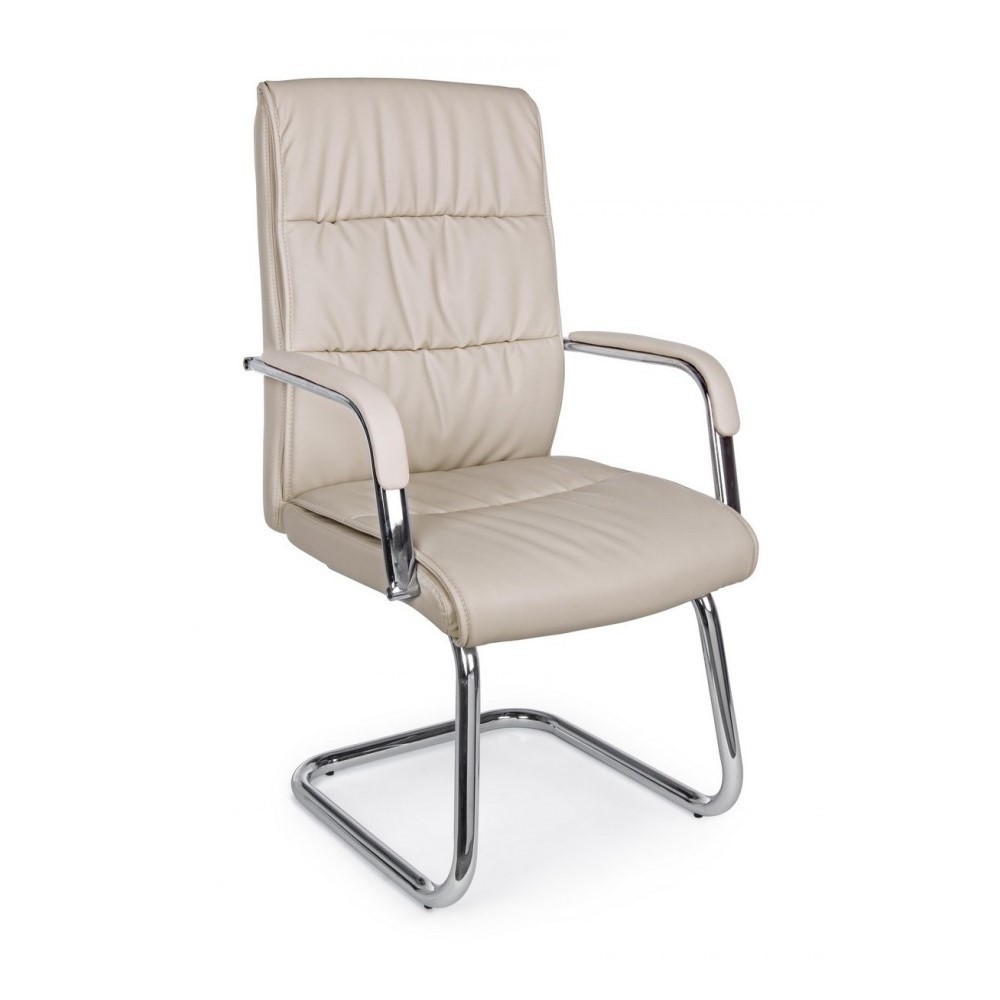 Poltrona da ufficio in ecopelle con braccioli Sydney Tortora - 58x60,5x101,5 cm