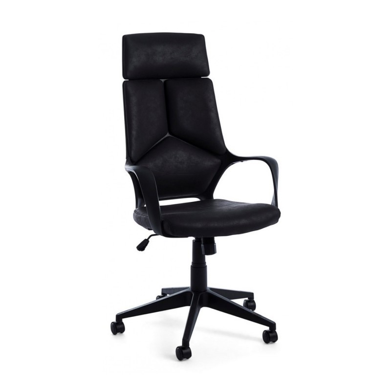 Poltrona da ufficio in tessuto Damon con schienale alto nero - Dimensioni: 63x63x117/127 cm