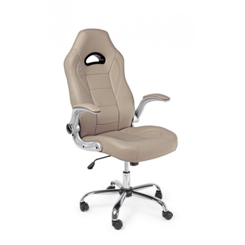 Poltrona da ufficio rivestita in pelle Boneville Beige - Dimensioni: 52x66x114/121 cm