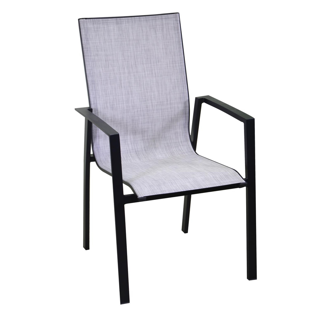 Poltrona in alluminio e textline Cleveland antracite - Dimensioni: 56,5x93x65 cm