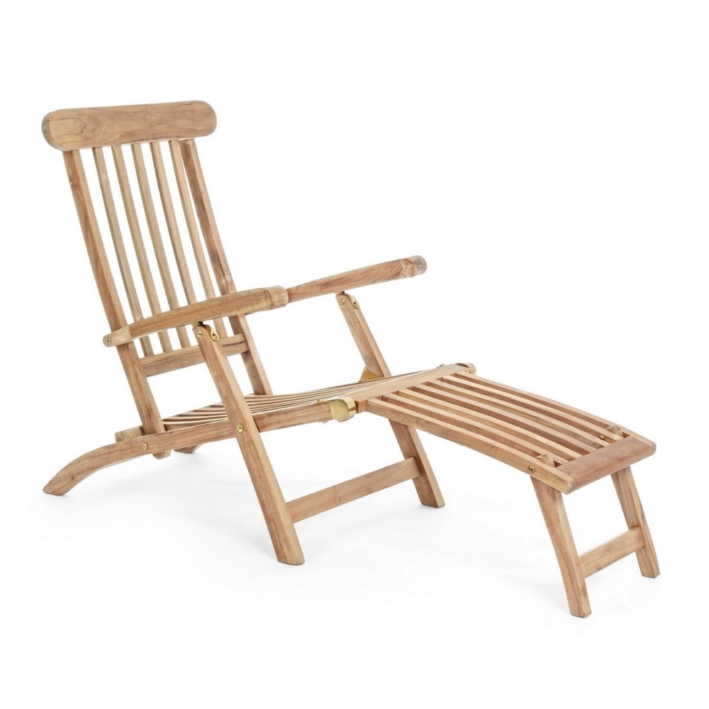 Poltrona in legno reclinabile con braccioli - Misure: 60x166x96 cm