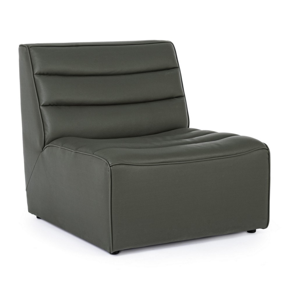 Poltrona moderna in legno effetto pelle verdone stile design - 76x89x79 cm
