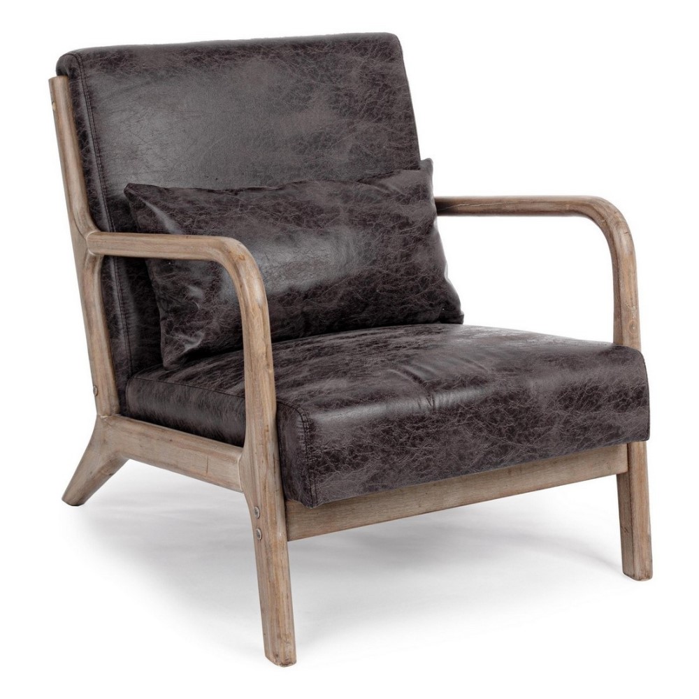 Poltrona in similpelle con cuscino stile vintage - 66x85x74 cm