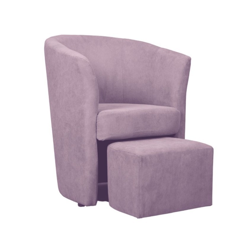 Poltrona in tessuto con pouf estraibile DJERBA Rosa Antico 63,5x 62,5x h76 cm