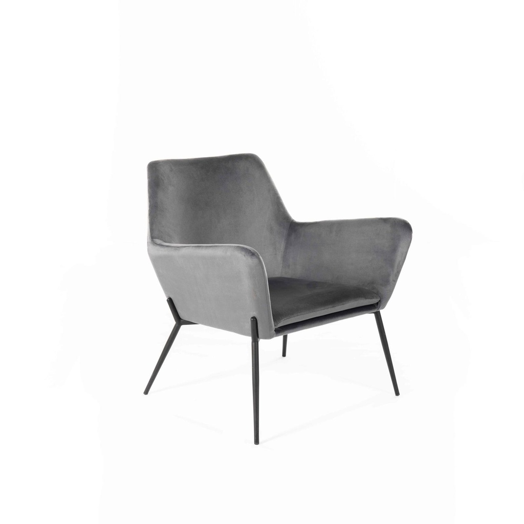 Poltrona elegante in velluto con struttura in metallo, 70x71.5x79 cm