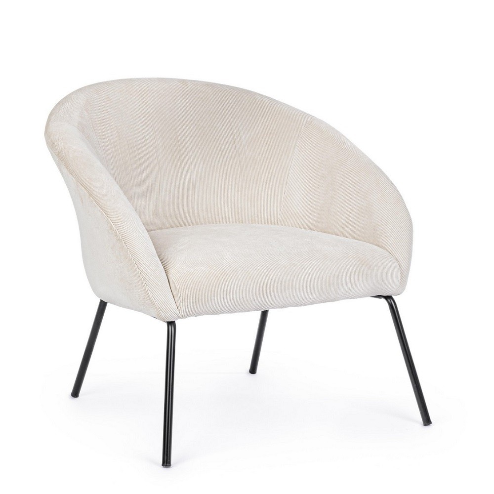 Poltrona in metallo e velluto bianco Aiko Velvet 80 x 76 x 75 cm