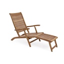 Poltrona reclinabile con braccioli in legno - Stile classico, Misure: 58x163x89.5 cm