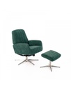 Poltrona relax reclinabile in velluto Danny, blu petrolio con gambe grigio cromo, 61x76x74cm