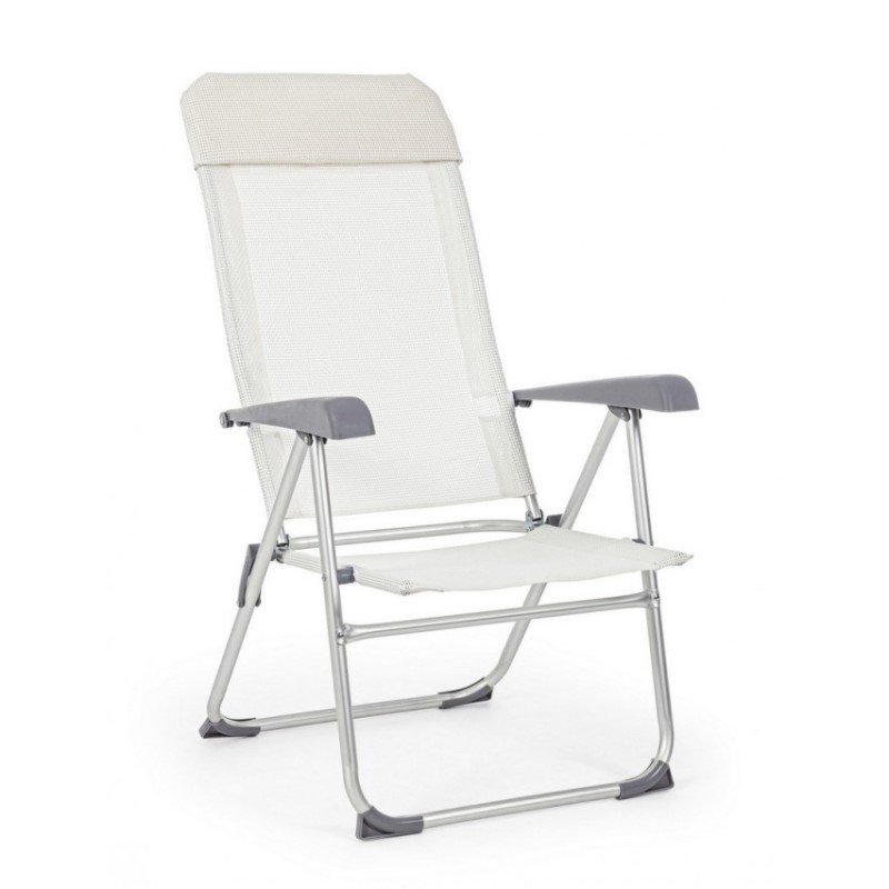 Poltrona sdraio da giardino in alluminio e tessuto Bianco CROSS 58x62,5x h110 cm