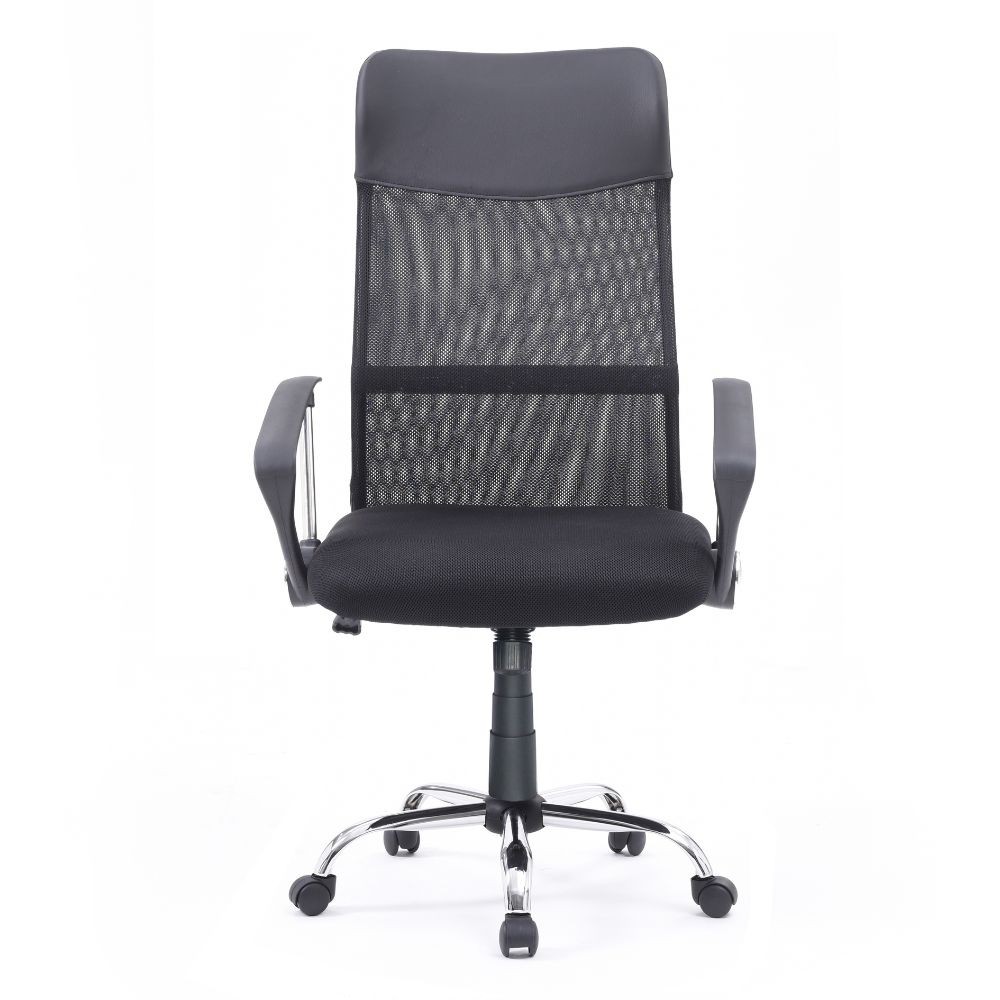 Poltrona ufficio Reverso2 con rivestimento in ecopelle e schienale in rete nero  64x66x100 cm
