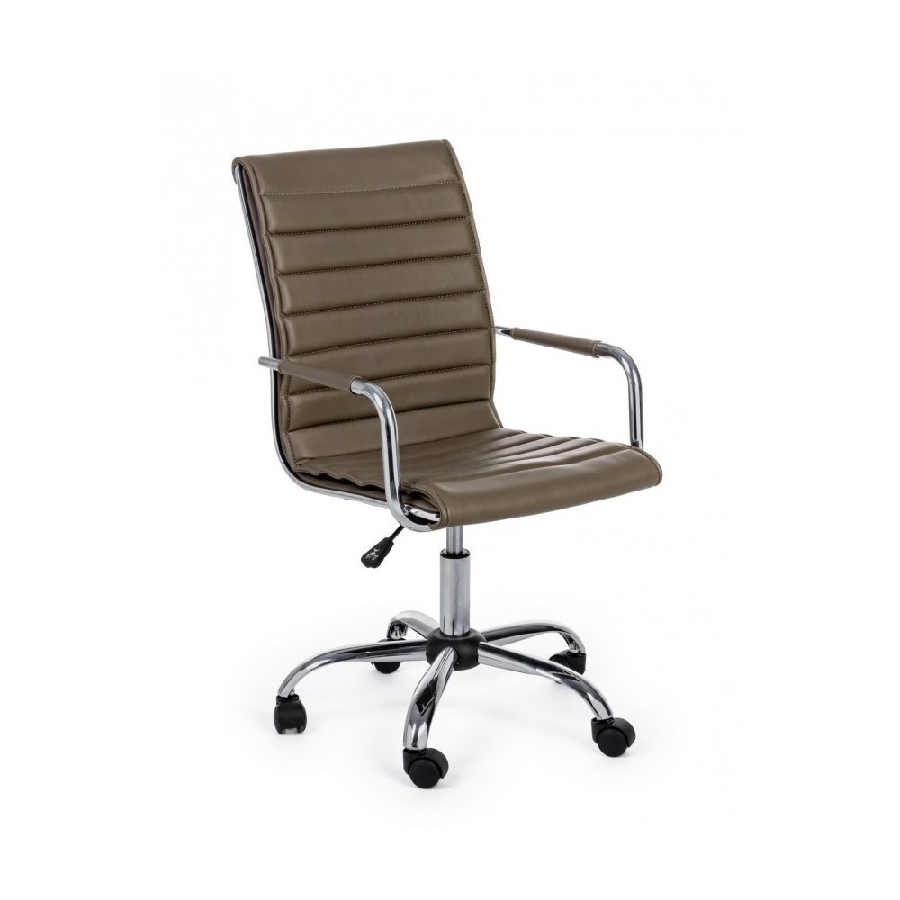 Poltrona ufficio con braccioli Perth marrone in ecopelle - Dimensioni: 46x54x90/100 cm