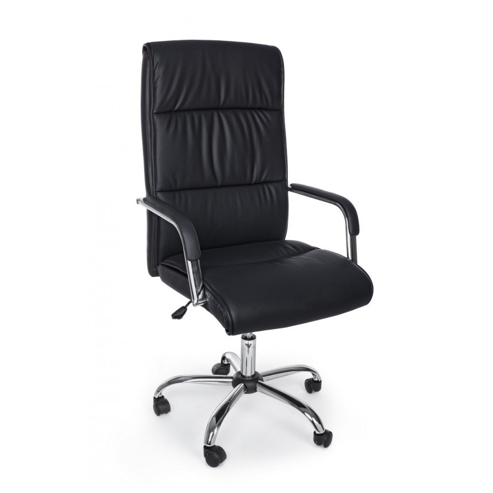 Poltrona ufficio con braccioli Queensland in ecopelle nero - Dimensioni: 50x62x114/124 cm