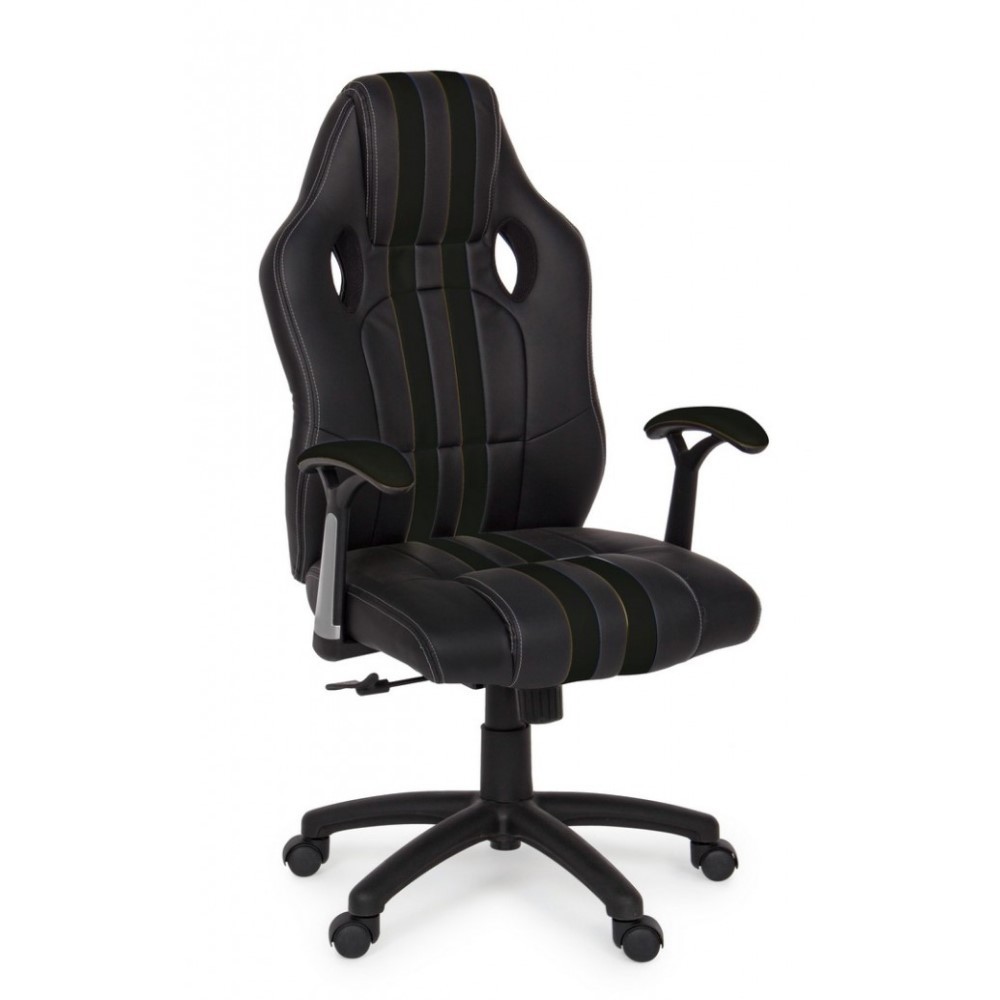 Poltrona ufficio con braccioli Spider nero in similpelle - Dimensioni: 63x64,5x111/121 cm