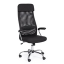 Poltrona ufficio con braccioli in acciaio e tessuto nero - Misure: 59,5x64x116/125 cm