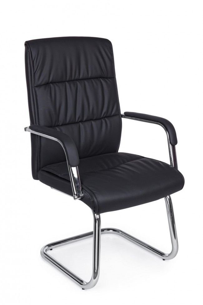 Poltrona ufficio con braccioli in ecopelle nero Sydney - 58x60,5x101,5 cm