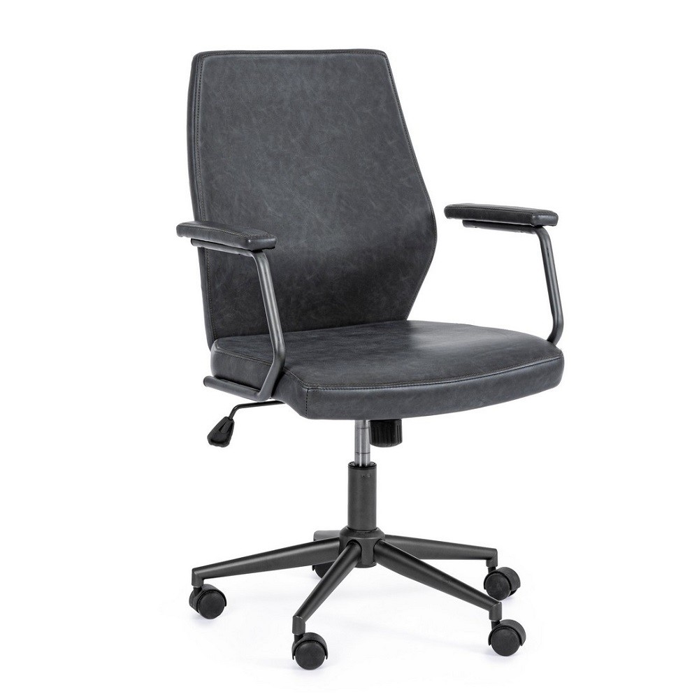 Poltrona ufficio ecopelle nero Jamie 67x58x93 cm