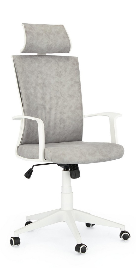 Poltrona ufficio grigio Gordon - Design ergonomico, base in nylon, imbottitura in schiuma poliuretanica, tessuto resistente - Misure: 64,5x57,5x121/131 cm