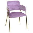 Poltrona design in velluto e metallo oro viola, dimensioni 52x52 cm