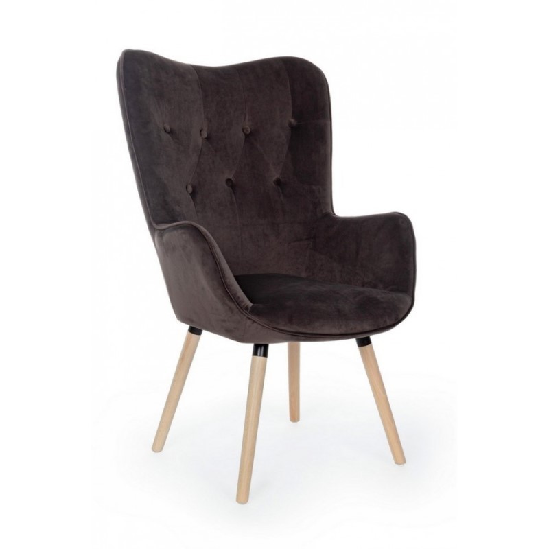 Poltrona velluto grigio marmotta - Dimensioni: 68x76x105 cm