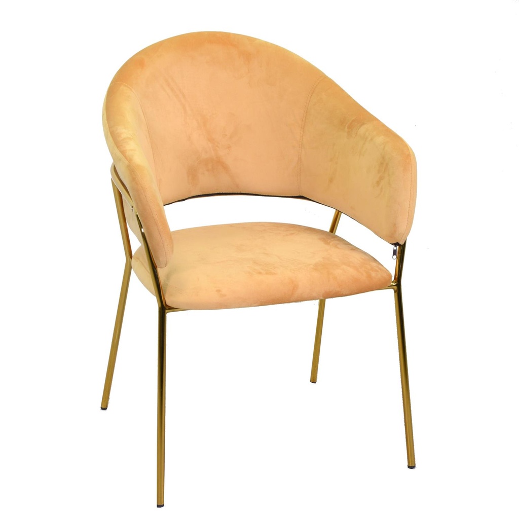 Poltrona in velluto ocra con braccioli - Misure: 61x61x46 cm