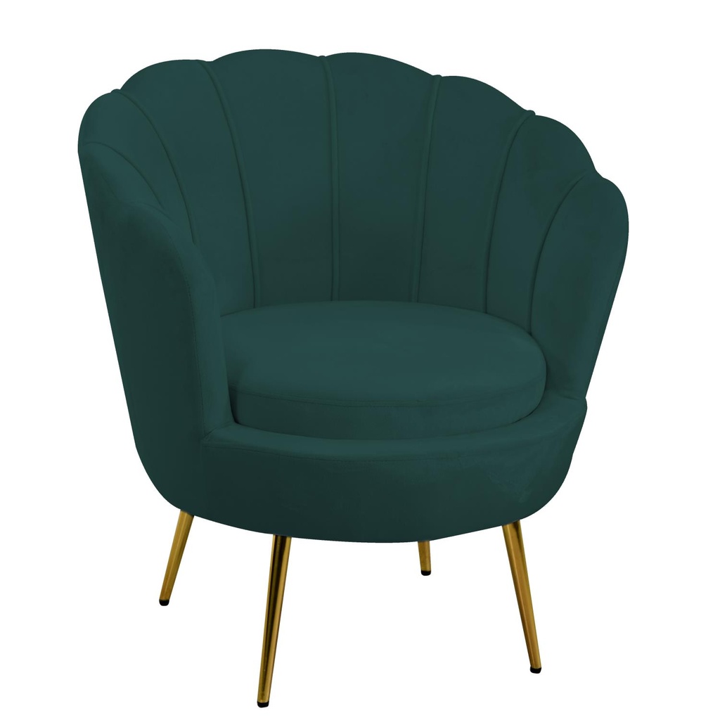 Poltrona in velluto blu petrolio cm73x72h77
