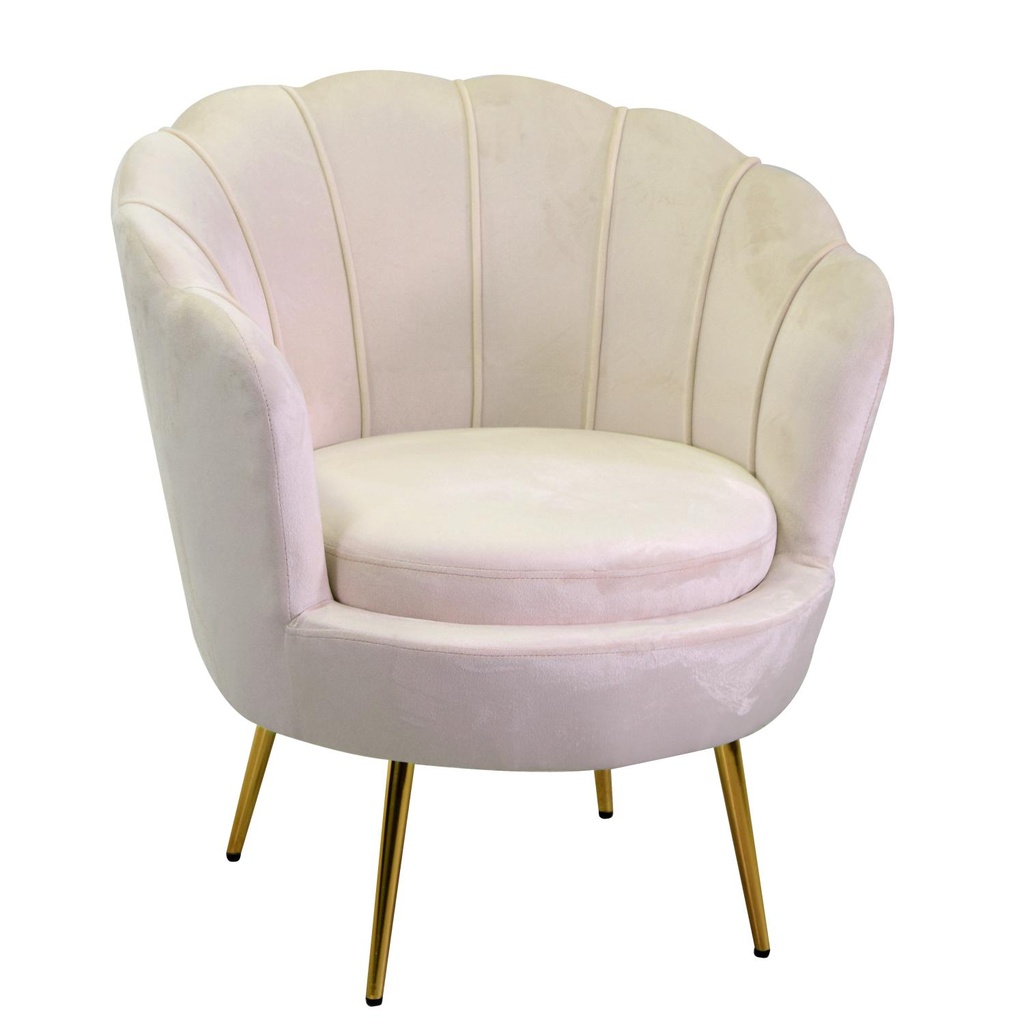 Poltrona in velluto crema, dimensioni cm73x72h77
