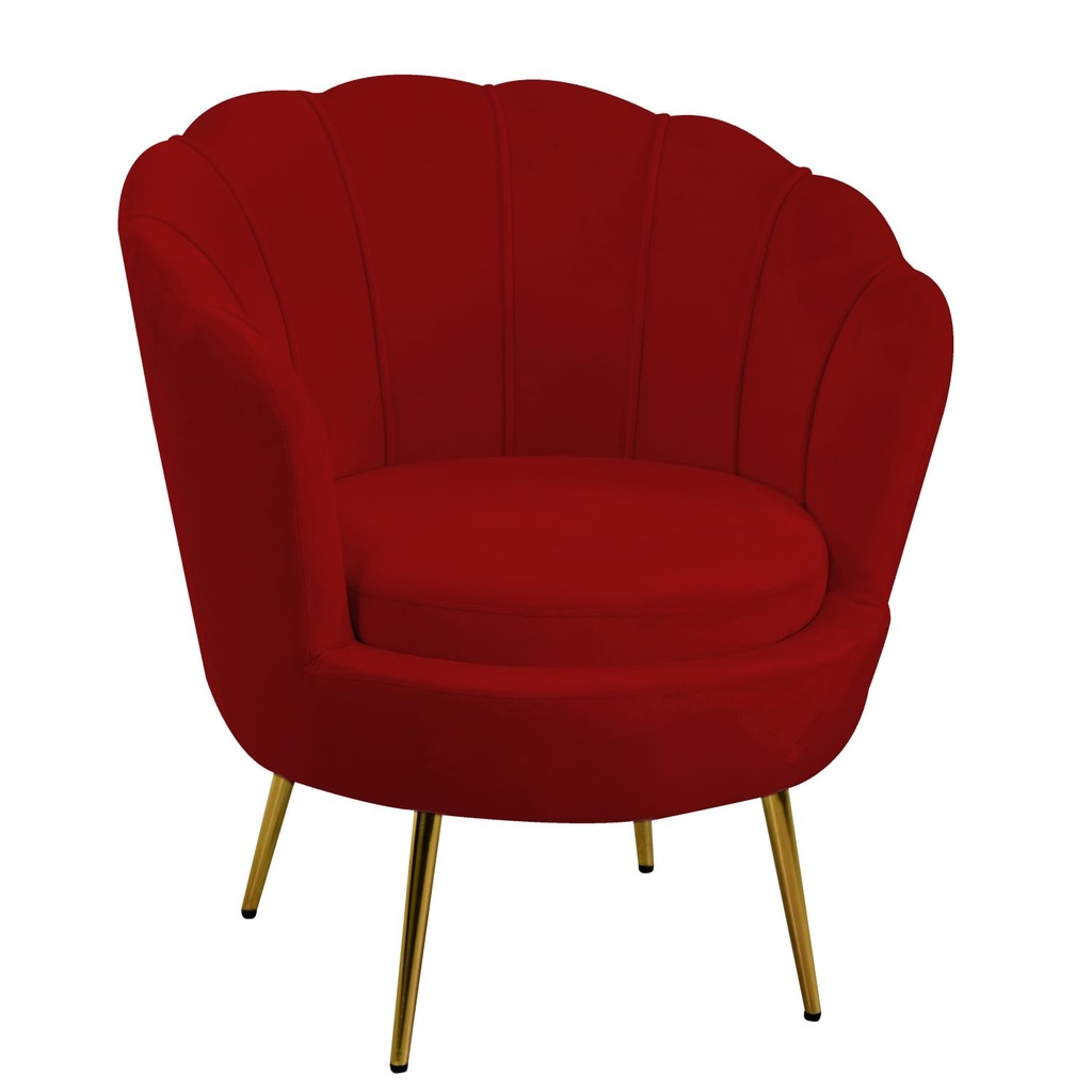 Poltrona in velluto rosso fragola - Dimensioni: 73x72x77 cm