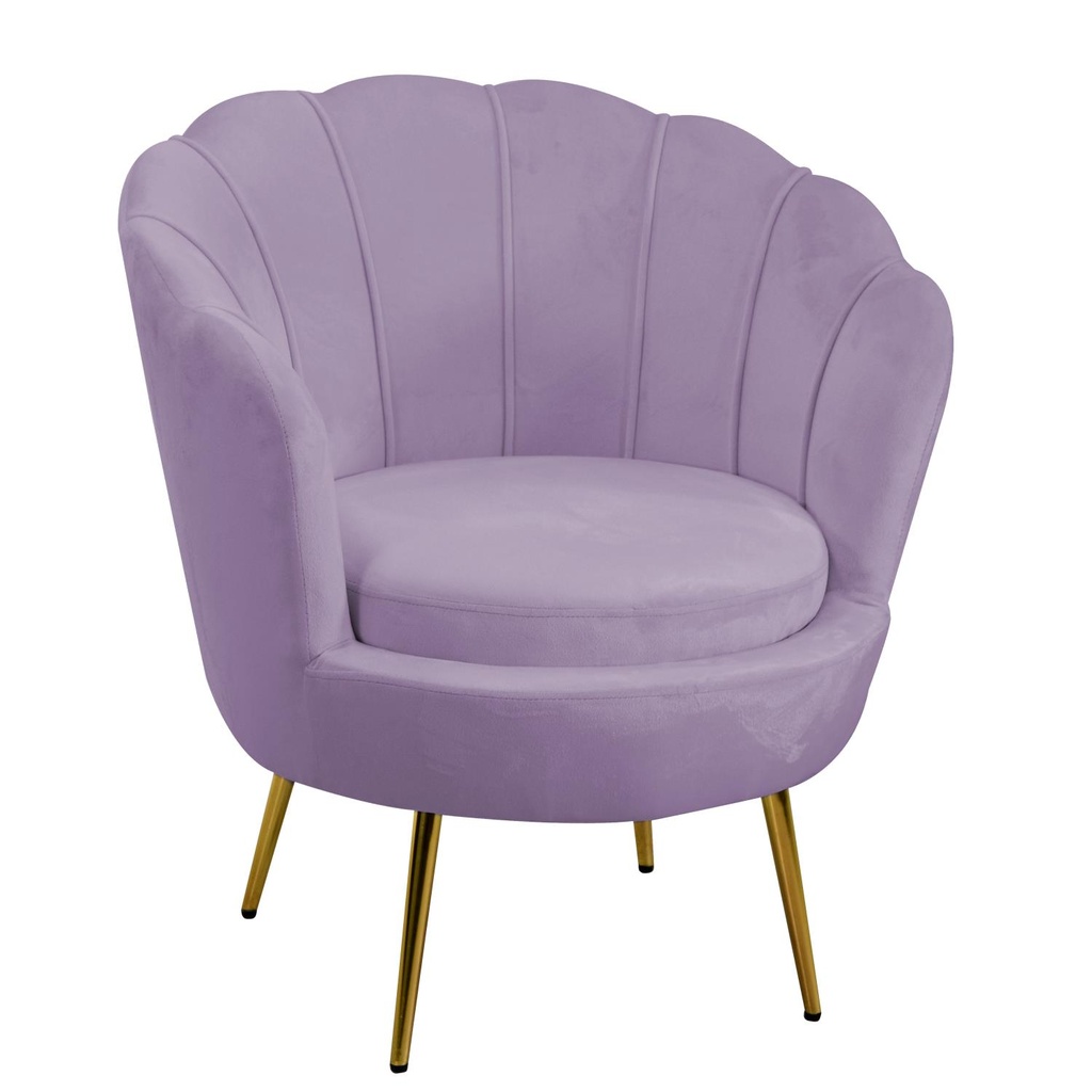 Poltrona in velluto viola Tulipan - 73x72x77 cm