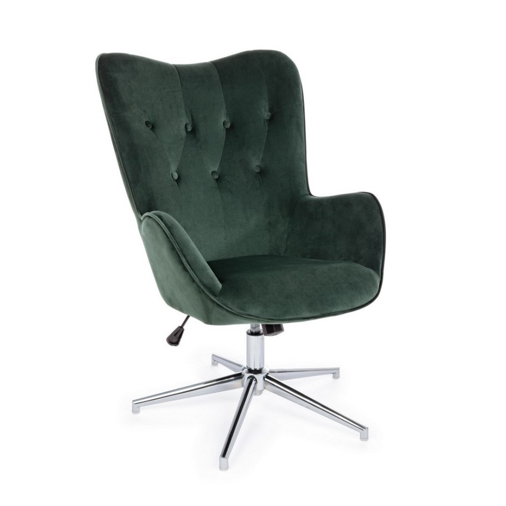 Poltrona verde in velluto stile design - 69x70x105/117 cm