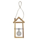 Porta fiori in legno con vetro, dimensioni 17x6,5x30 cm