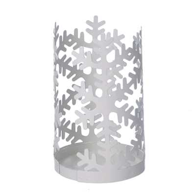 Portabicchiere metallo fiocco neve bianco tondo ø8h20