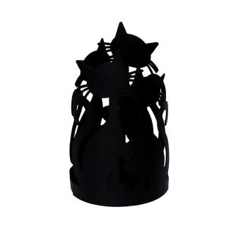 Portabicchiere in metallo con gatti nero, dimensioni 8x8x20 cm