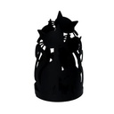 Portabicchiere in metallo con gatti nero, dimensioni 8x8x20 cm