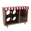 Portabottiglie in legno per 4 bottiglie con portatappi bistrot rettangolare 38x25x8 cm