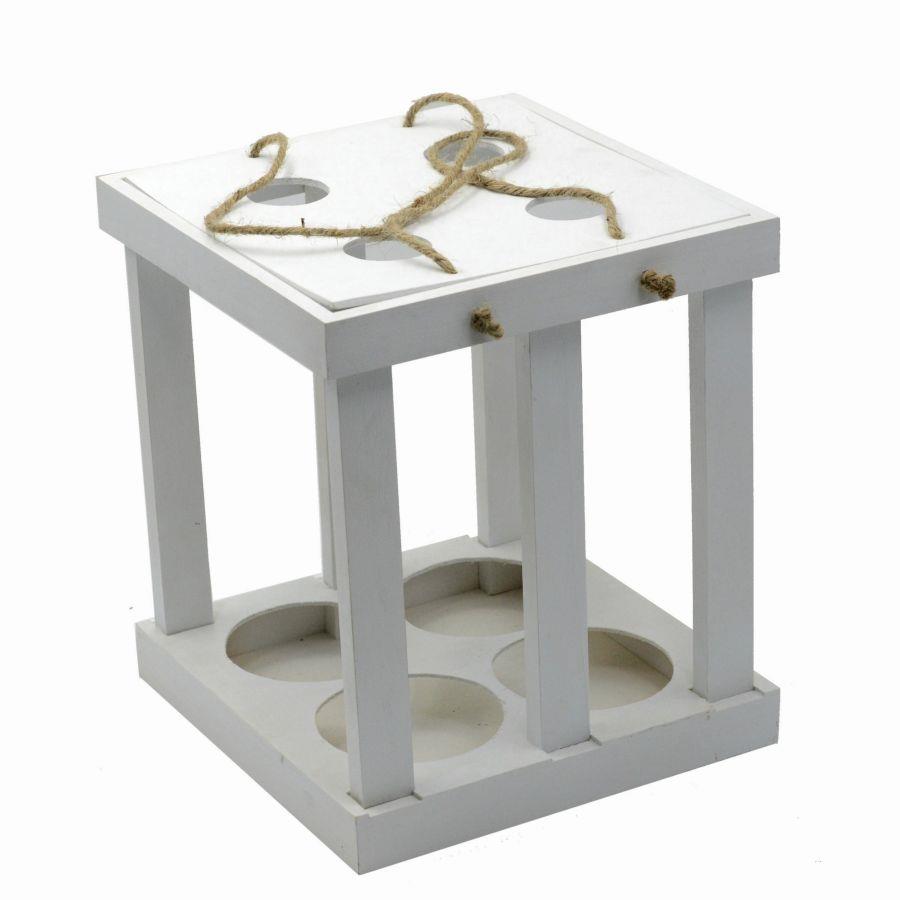 Portabottiglie in legno bianco - 22,2x22,3x25,5 cm